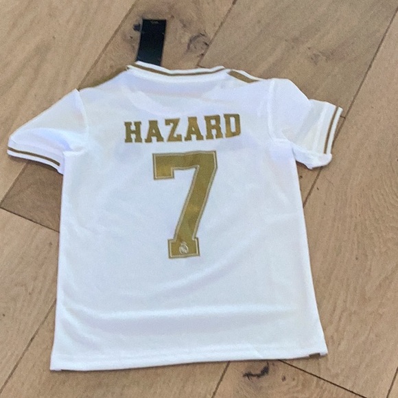 Adidas Kids Real Madrid White & Gold Jersey & shorts soccer jersey set emirates - Picture 4 of 5